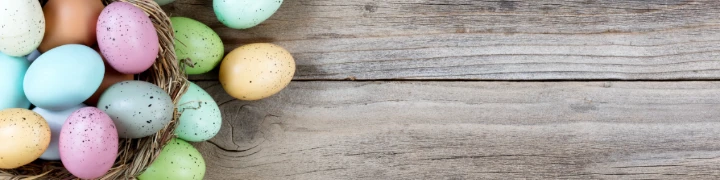 Grafik Osternest mit bunten Eiern 