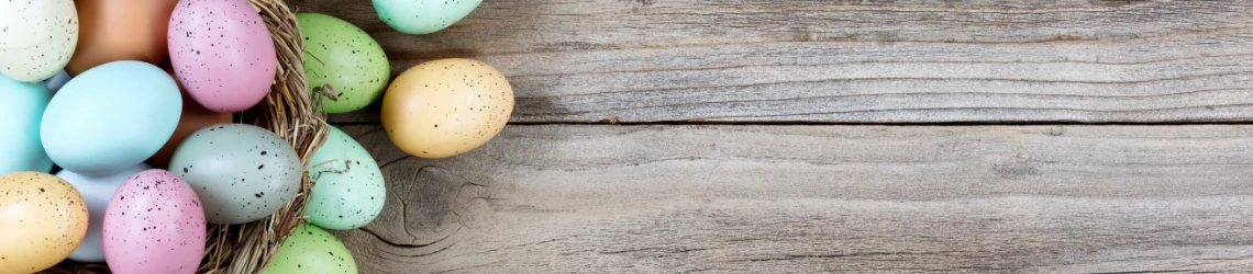 Grafik Osternest mit bunten Eiern 